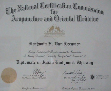 Diplomate of Asian Bodywork Therapy